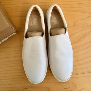 UGG Kitlyn Classic White Women's Leather Slip On Sneakers Loafers Size: 10 - NWT